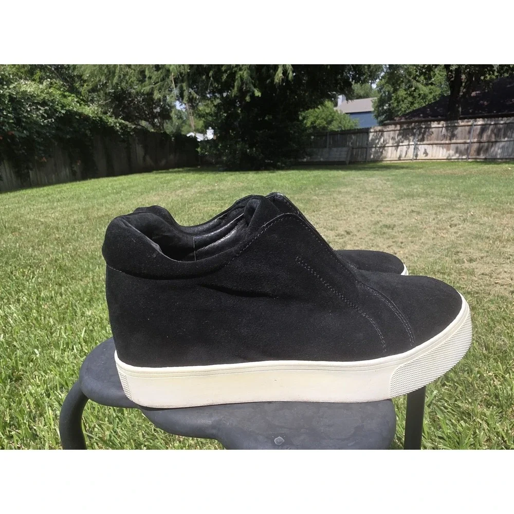 J/Slides Starr Women's Black Suede Hidden Wedge Slip On Sneakers